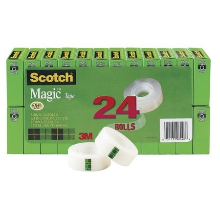 SCOTCH Scotch 810 Magic Photo-Safe Writable Self-Adhesive Invisible Tape With 1 In. Core - .75 x 1000 In.; Pack 24 1369044